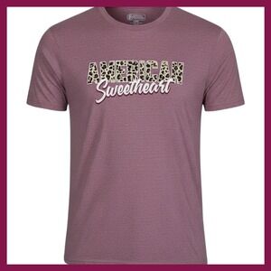 NWOT Pivotal Partners American Sweetheart Leopard Graphic Tee Mauve Purple Large